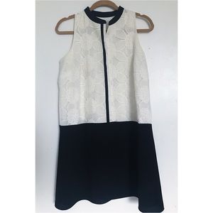 LOFT Embroidered Black/White Dress